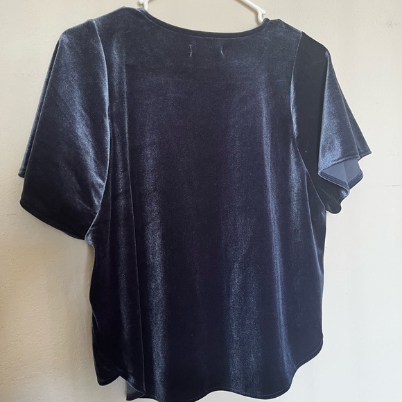 MADEWELL Navy Velvet Crop top - Picture 2 of 5